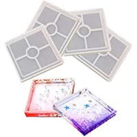 Huture 4 Pack Molde de Silicona DIY Coaster Moldes de Epoxi Transparentes Cuadrados para Fundición Soporte Inferior…